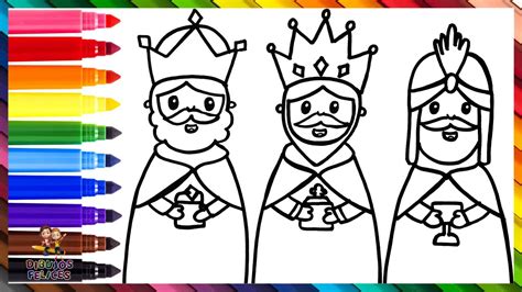 Dibuja y Colorea A Los Tres Reyes Magos Dibujos Para Niños