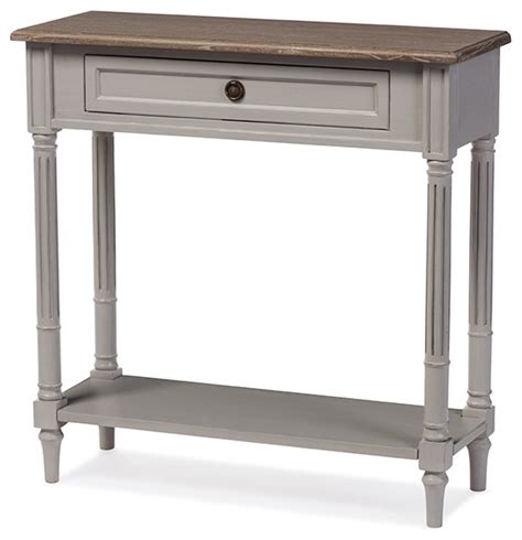 Baxton Studio White Wash Distressed Two Tone 1 Drawer Console Table