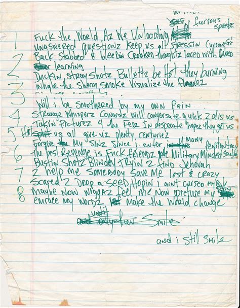 Lot Detail Tupac Shakur Handwritten Smile Lyrics