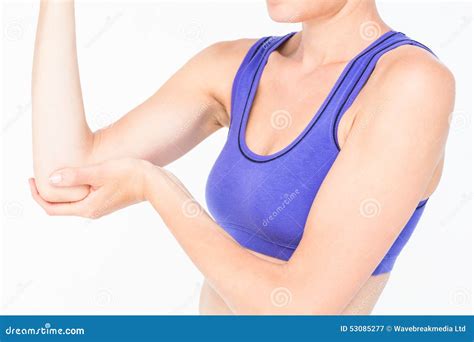 Sporty Woman Touching Her Elbow Stock Image Image Of Sports Care