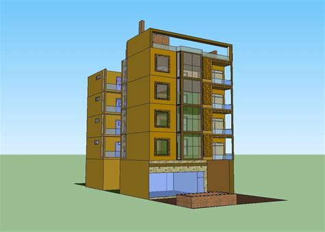 3d Drawing Of The Residential Building In Sketchup File Cadbull