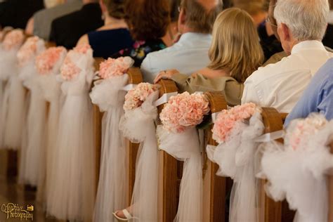 Pink Hydrangea With White Tulle Pew Bows Chair Sash Churc