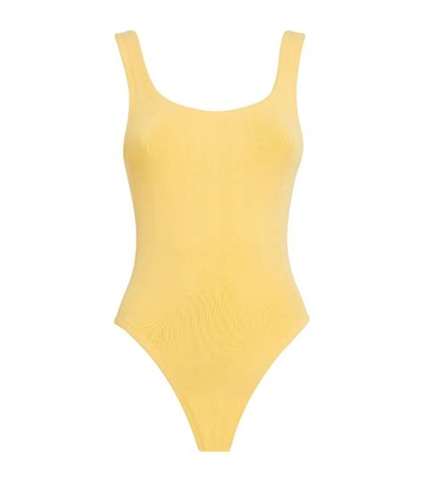 Womens Hunza G Yellow Square Neck Prene Swimsuit Harrods Uk