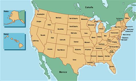 Carte Des États Unis Damérique Avec Les Noms Des États 1858771