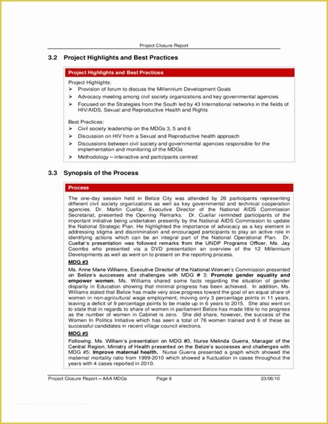 Project Closure Report Template Free Of Sample Project Closure Template