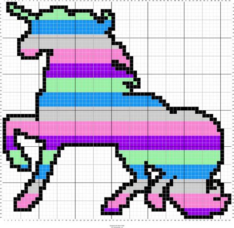 Unicorn Pixel Art With Grid Lines Dabbing Unicorn Pixel Art Grid Free