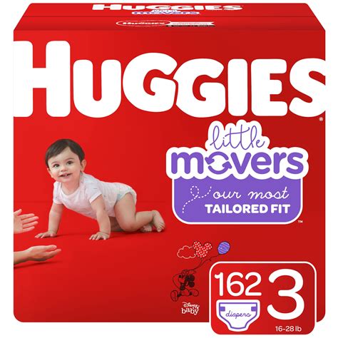 Huggies Little Movers Baby Diapers Size 3 162 Ct One Month Supply