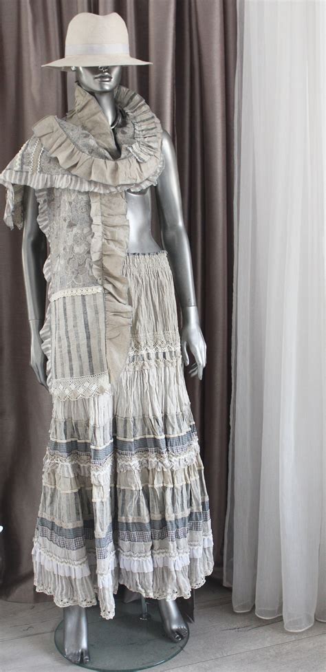 Maxi Linen Tiered Skirt In Cowboy And Boho Style Etsy