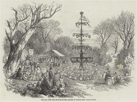 May Day 1852 And Maypole In The Village Of Burley New Forest Hants