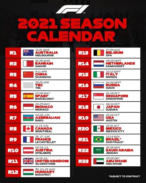 En het mooiste is nog wel dat de in totaal dus 23 formule 1 races in 2021. 2021 Formula 1 season calendar released - 23 races ...