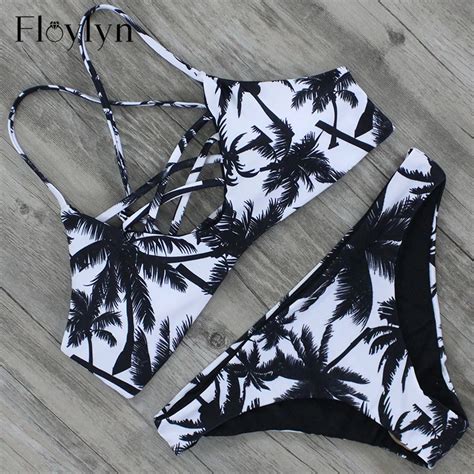 floylyn 2017 swimwear women sexy micro bikinis set brazilian bikini swimsuit leaf print maillot