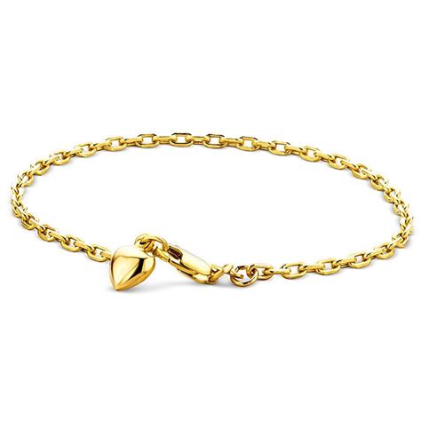 Orovi Armband Armreif Damen Gelbgold 14 Karat 585 Gold Kette Mit