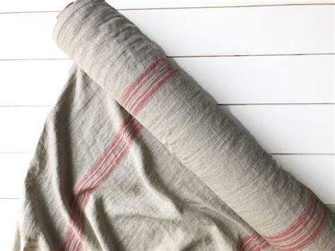 Striped Linen Fabric By The Yard And Meter Stonewashed Linen Etsy