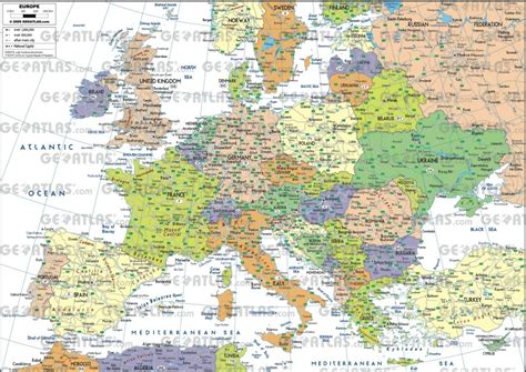 Large Detailed Political Map Of Europe With All Capitals Map Of