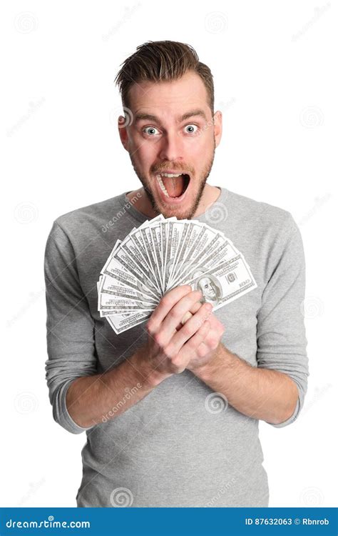 Winning Man With Cash Stock Image Image Of Confident 87632063