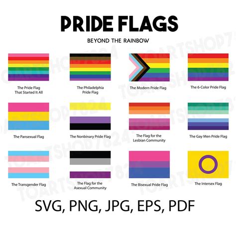 LGBTQ Flags Pride Printable Cut Files Lgbtq SVG Bundle Pride Flags Pride Symbols Gay T