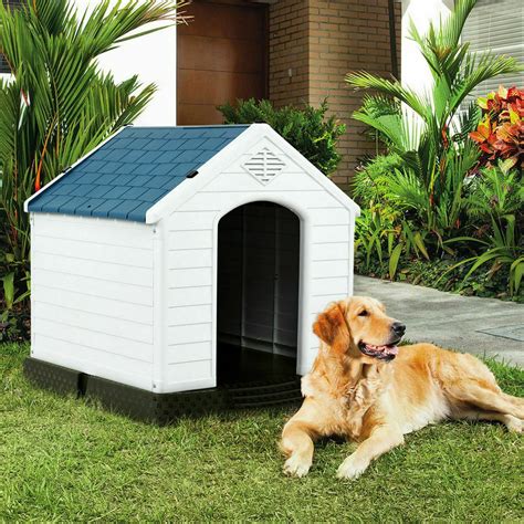 Gymax Plastic Dog House Medium Sized Pet Puppy Shelter Waterproof