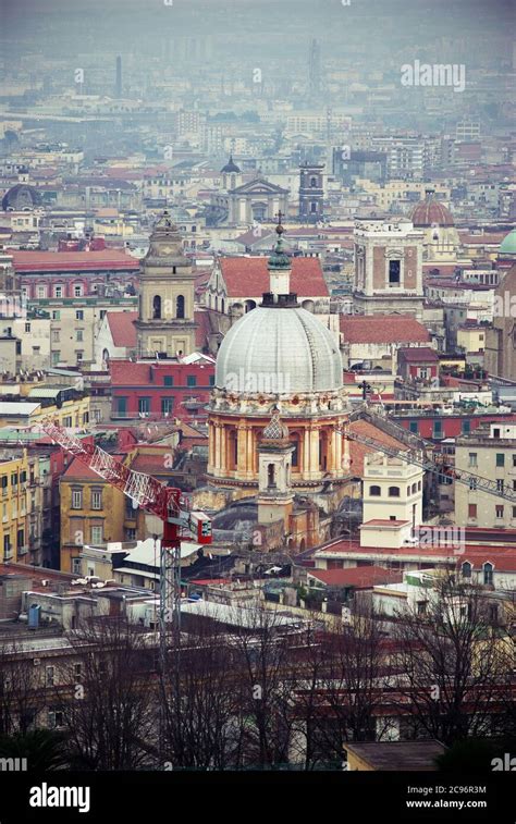 High View Naples Architecture With Dome And Bell Tower Of Many Churches