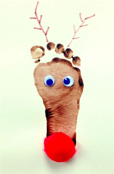 Baby Footprint Reindeer Baby Christmas Crafts Baby Art Projects