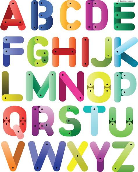 Magnetic letters for fridge are lightweight and small with smooth edges can be attached to our magnetic board, metals, refrigerators, easel, or any items with magnetic function. 4-Designer | Color mosaic alphabet vector material