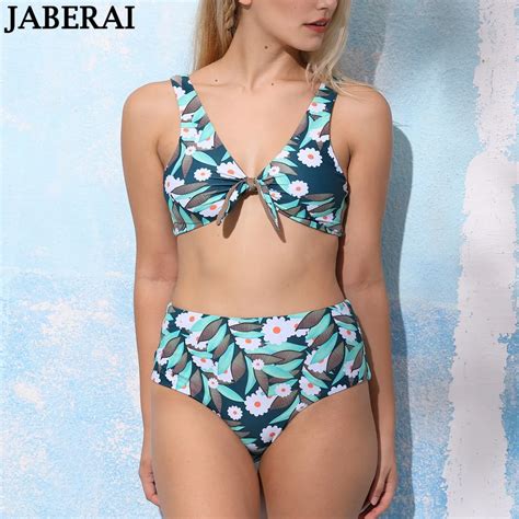 Buy Jaberai Floral Print Bikini Set Women High Waist Swimwear Bow Knot Top