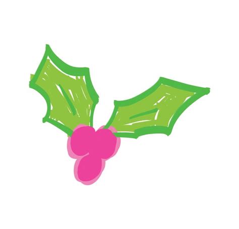 Pink And Green Christmas Holly Clipart Digital Clipart Etsy