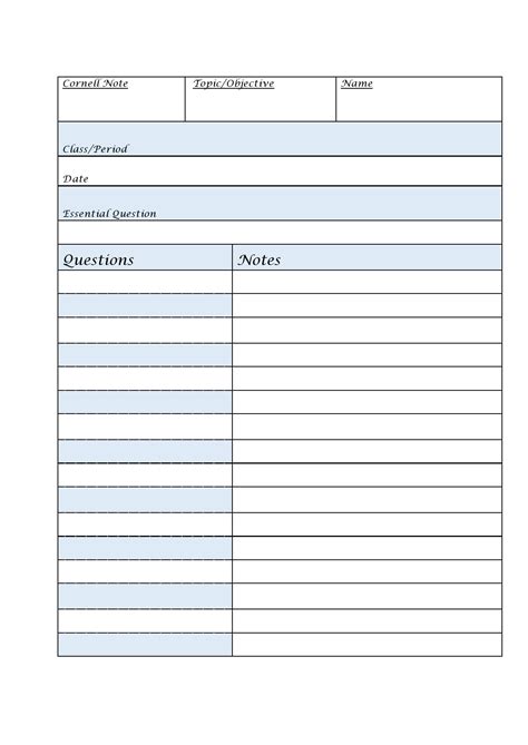 Printable Notes Template