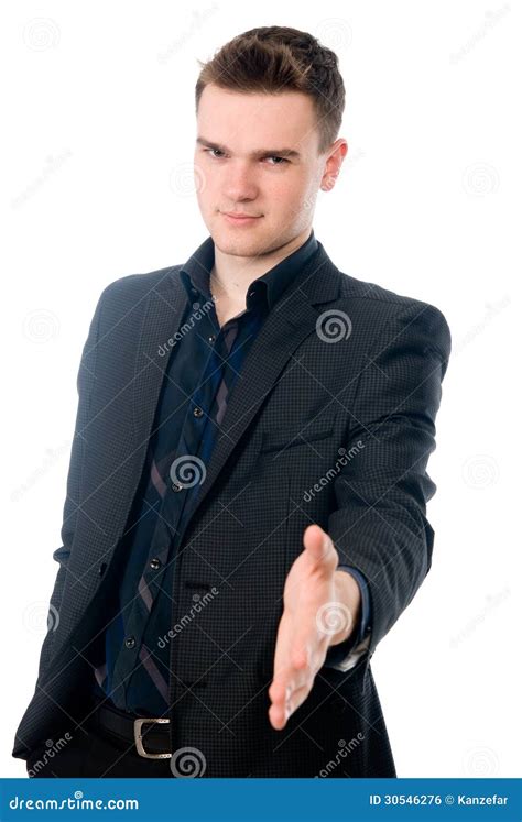 Young Man In Suit Offering To Shake The Hand Stock Photo Image Of