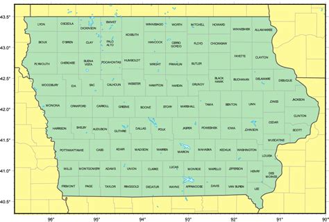 Counties Map Of Iowa