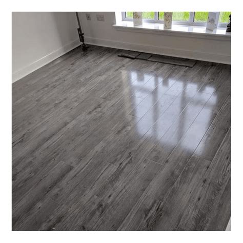 The impeccable quality of these. Glossy Varnished - 8mm High Gloss Laminate Flooring - Grey Wood - 2.02m2 | Discount Flooring Depot