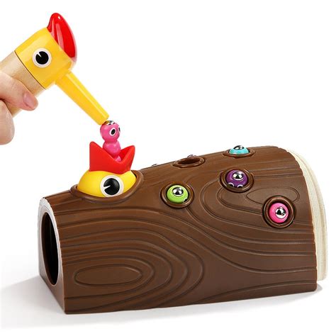Wooden Magnet Bird Catching Bug Game Preschool Toy