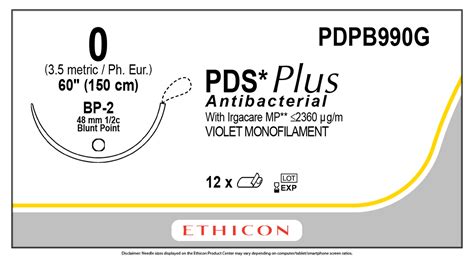 Ethicon Pdpb990g Pds Plus Antibacterial Polydioxanone Suture