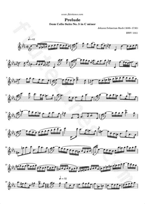 Prelude From Cello Suite No 5 In C Minor Js Bach Free Flute