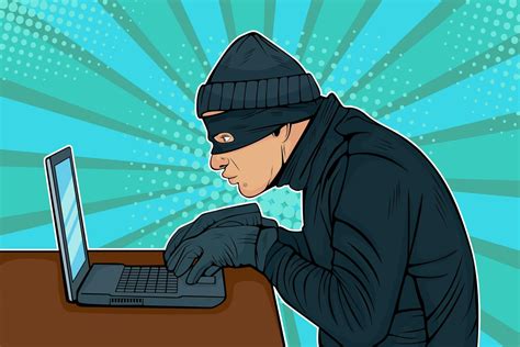 Caucasian Hacker Thief Hacking Into A Computer Telecharger Vectoriel