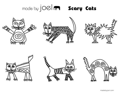 Scary Cats Coloring Sheet – Made by Joel