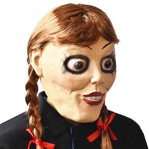 Halloween Annabelle Cosplay Mask Latex Cosplay Annabel Doll Scary Movie Adult Full Head Latex