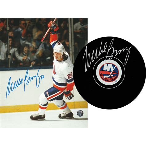 Mike Bossy Autographed New York Islanders Combo Lot 8x10 Photo And Puck