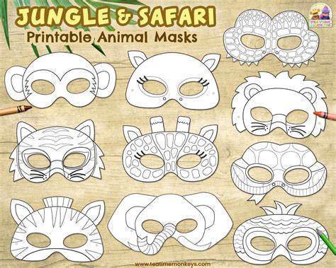 Jungle Animal Mask Template Printables