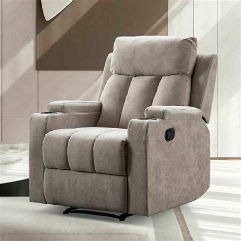 Fabric Recliner Chairwith 2 Cup Holderssafety Motion Reclining