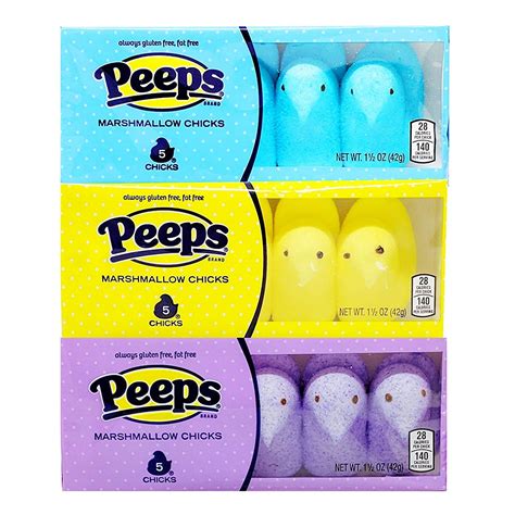 Peeps Marshmallow Chicks Yellow Blue Purple Variety Pack 3 Count 15