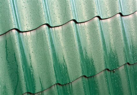 Green Metal Roof Texture Stock Image Image Of Drop 61356337