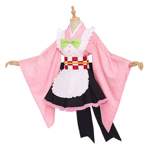 Kamado Nezuko Demon Slayer Cosplay Costume Maid Outfit Cosplayskyca