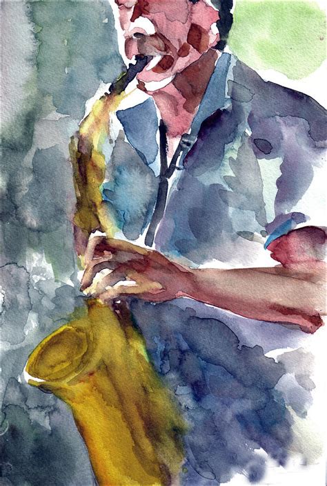 Saxophonist Painting By Faruk Koksal Fine Art America
