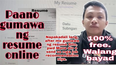 Paano Gumawa Ng Resume Online How To Create Resume Online Youtube