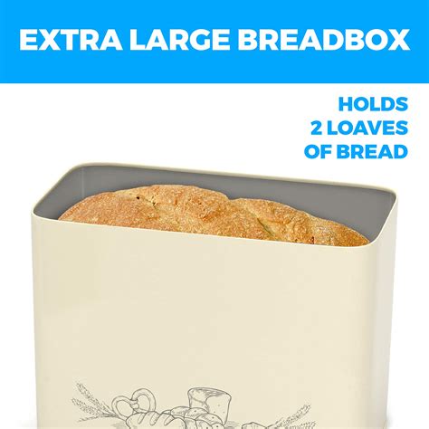 Buy Extra Large Bread Box For Kitchen Countertop With Bamboo Cutting