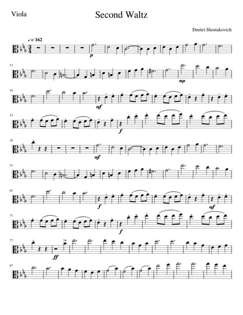 Second Waltz Viola Sheet Music For Viola Solo Download And Print