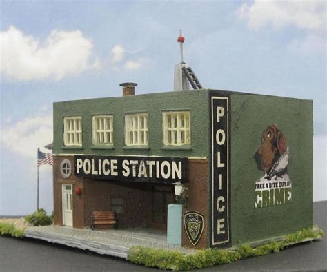 Model Train Buildings Police Station In N Scale By Da Clayton