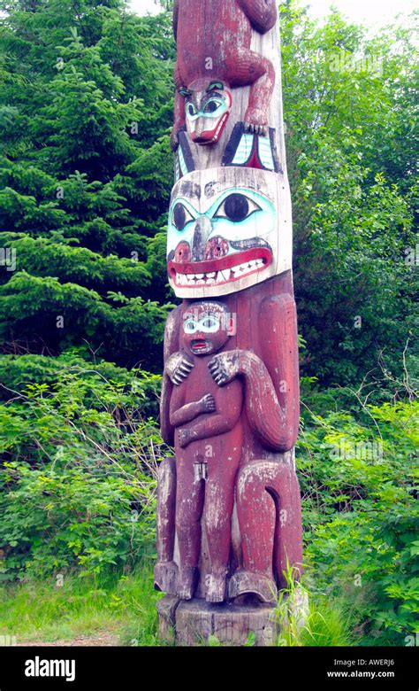 Totem Poles At The Saxman Native Village Totem Park Near Ketchikan
