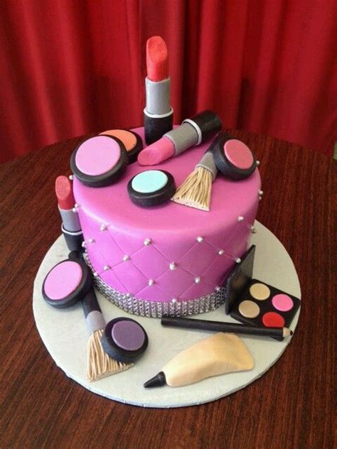 The cake is hot pink with a hand painted leopard sash and matching leopard make up bag. 17 Best images about Cosmetics cake on Pinterest | Birthday cakes, Shabby chic cakes and Mac cake