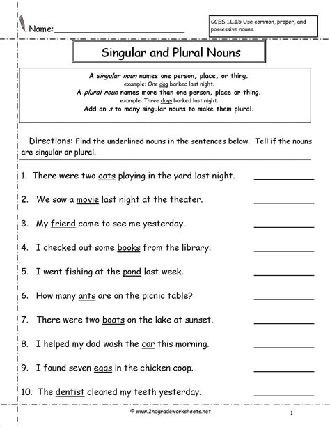 nouns worksheet 2nd grade db excelcom